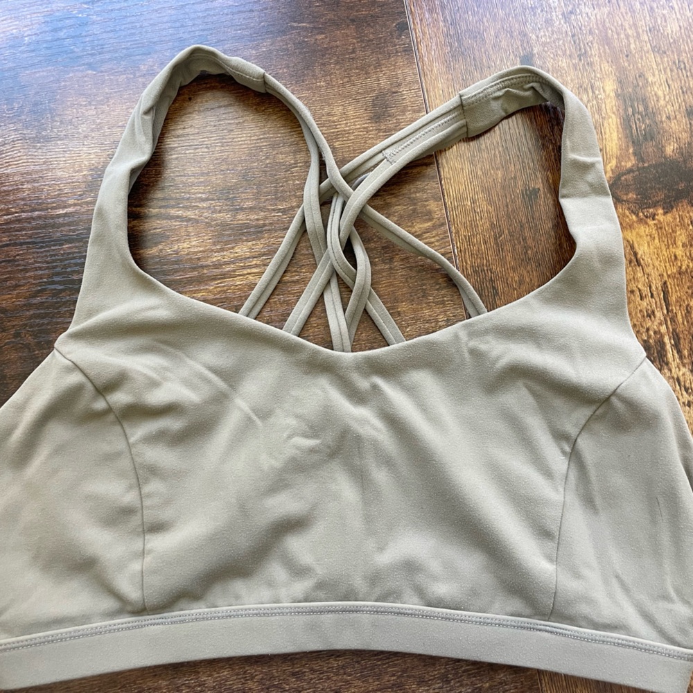 Strappy sports bra.